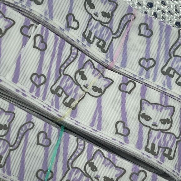 Grosgrain Ribbon NEW 7/8” 5 yards yds 5/$20 Kitty cat purple zebra stripes - Picture 3 of 5